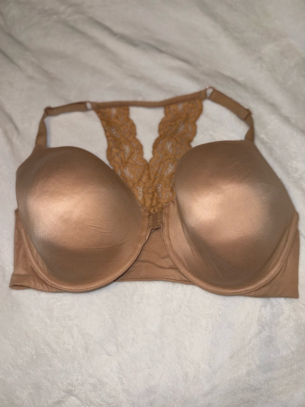 Nude Lace Racerback Front Closure Bra